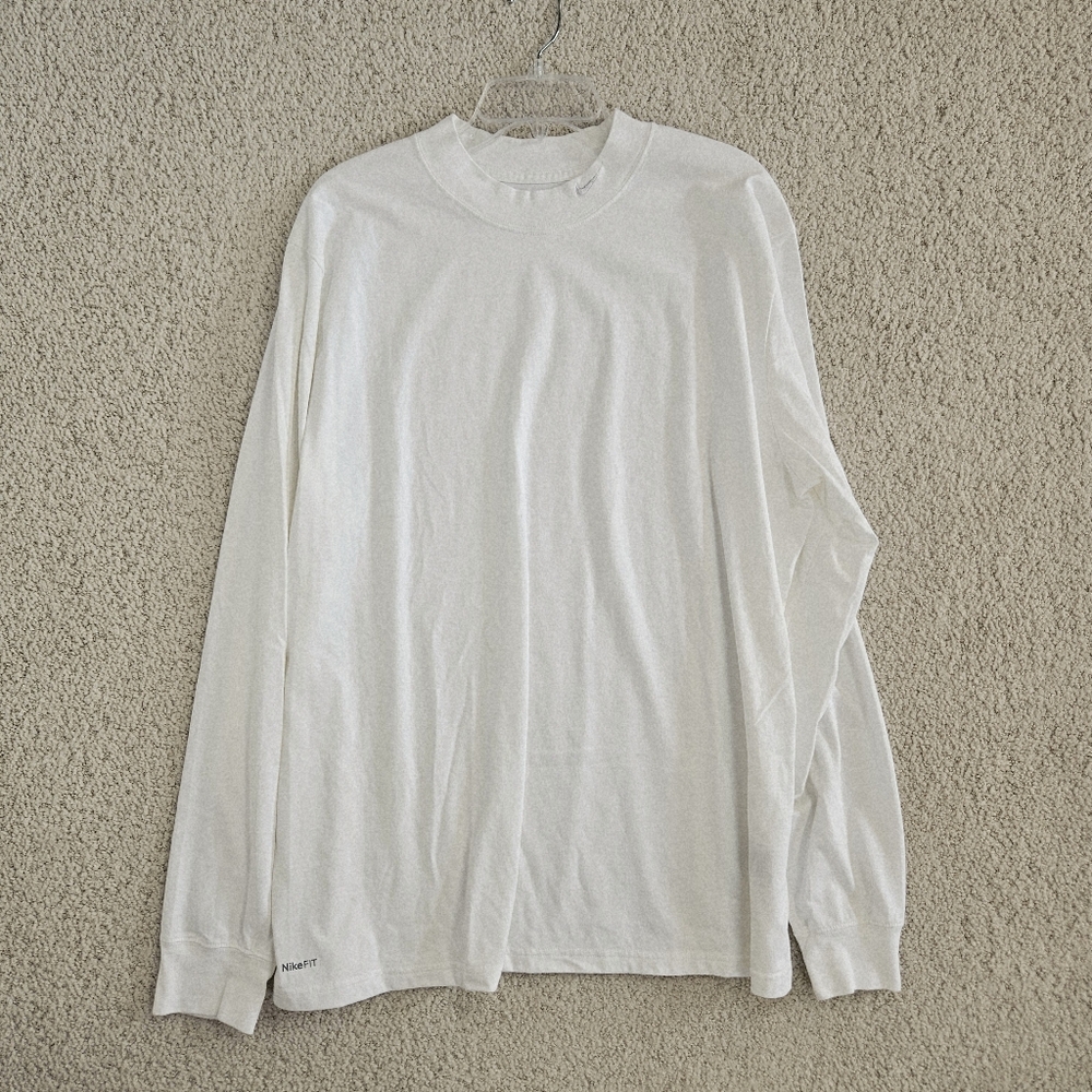 Nike Fit Dry Shirt Mens Long Sleeve White XXL Active Gym Sports Cotton Polyester